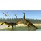 Posterazzi A Kaprosuchus reptile confronts an Agustinia dinosaur Poster Print